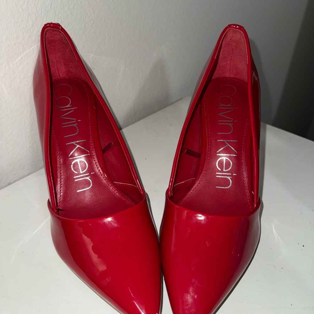 Calvin Klein Glossy Red and logo Heels. 2 pairs - Picture 2 of 10